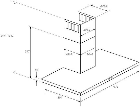 Haier Șemineu Hotă 90cm Negru