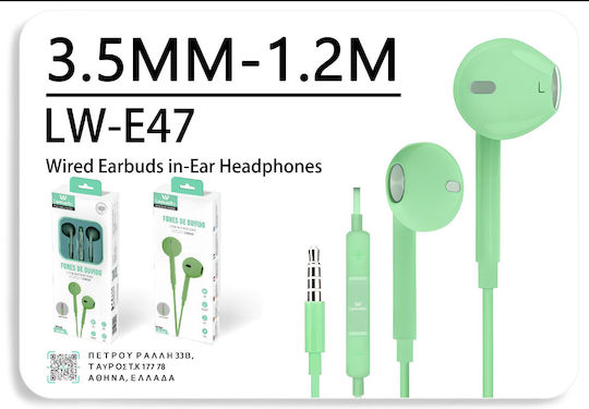 Leewello Lw-e47 In-ear Handsfree Headphones with Connector 3.5mm Green