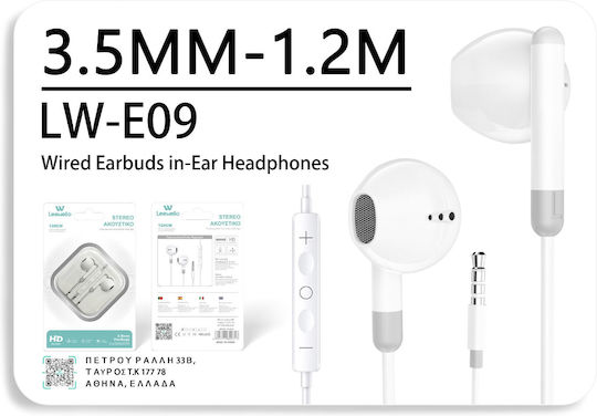 Leewello Lw-e09 In-ear Handsfree Headphones with Connector 3.5mm White