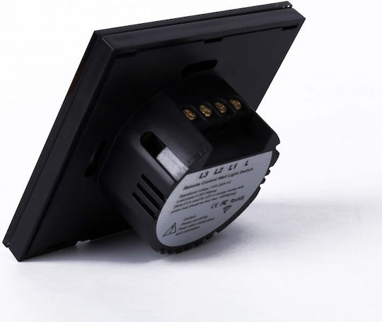 Techstar Tg02 Touch Switch Tempered Glass Modern Design Led Lighting Single Phase Black