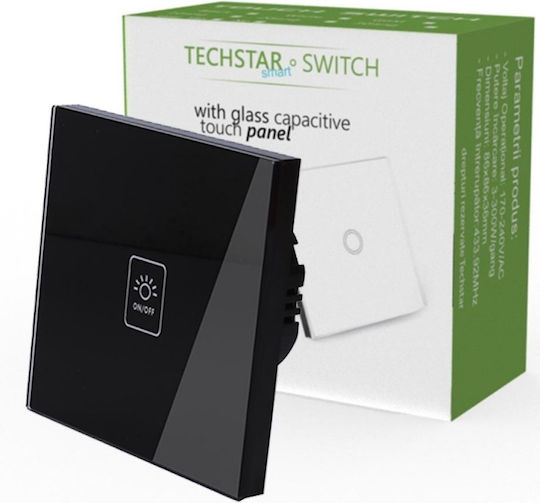 Techstar Tg02 Touch Switch Tempered Glass Modern Design Led Lighting Single Phase Black