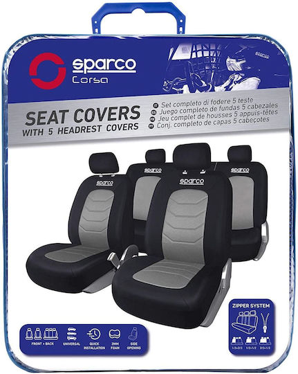 Sparco Car Cover Set 9pcs Polyester Black / Gray