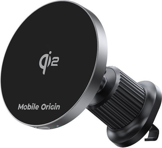 Mobile Origin Βάση Κινητού Αυτοκινήτου με Μαγνήτη και Ασύρματη Φόρτιση MagSafe Μαύρη