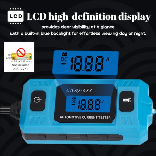 Techstar Cnpj-611 Auto Current Tester Illuminated Lcd Display Fuse Detection Accuracy ±2%