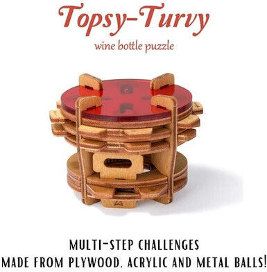 Puzzle Potato Construction & Building Toys Wooden Topsy-turvy Wine Bottle for Children 14+ Years