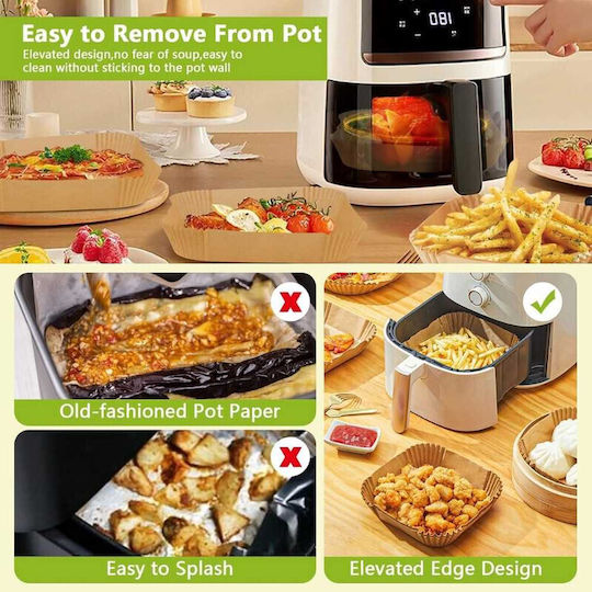Hârtie De Copt Antiaderentă Pentru Air Fryer 20x20cm 200 Bucăți
