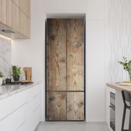 Magnetic Refrigerator Cover Easy Installation Wooden Boards Vertical 70x190 Cm