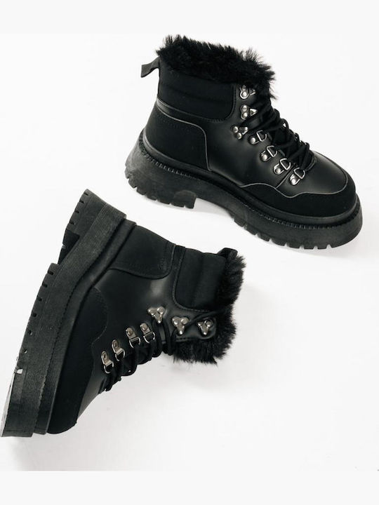 Stiefeletten Damen mit Pelz Schwarz