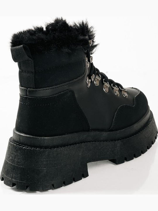 Stiefeletten Damen mit Pelz Schwarz