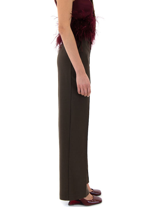Damen Stoff Hose in Geradem Schnitt Brown