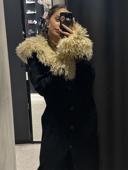 Long Women's Knitted Cardigan Black