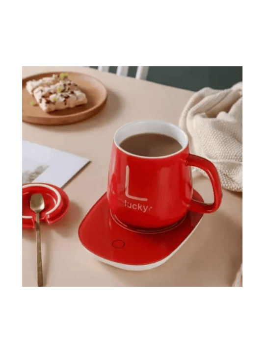 Romvous Cană Ceramică cu Capac Roșie 350ml