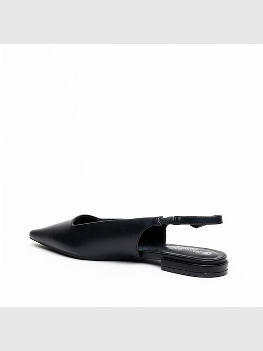 Γυναικείες Μπαλαρίνες Slingback με Λουράκι σε Μαύρο Χρώμα