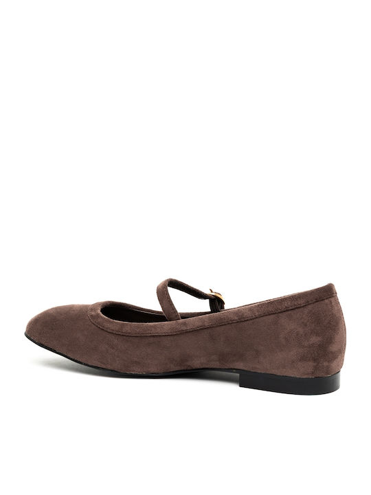 Wildleder Damen Ballerinas in Braun Farbe