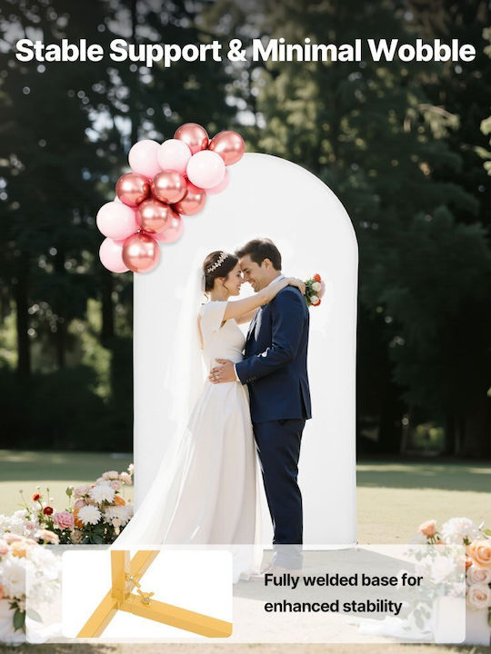 Vevor Arch Base 2.2 X 1.2 M Fixed Structure Easy Assembly 1 Piece Gold Metal Arch Base Cover Wedding Decoration Party Birthday Celebration Events Ceremonies