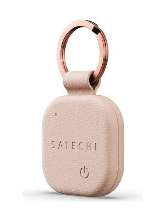 Satechi Locator Compatible Apple Find My Keychain Shape Vegan Leather Desert Pink