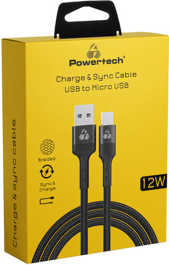 Powertech Regulär USB 2.0 auf Micro-USB-Kabel Schwarz 1.5m (PTR-0170) 1Stück