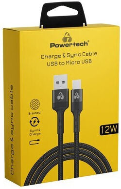 Powertech Regulär USB 2.0 auf Micro-USB-Kabel Schwarz 1.5m (PTR-0170) 1Stück