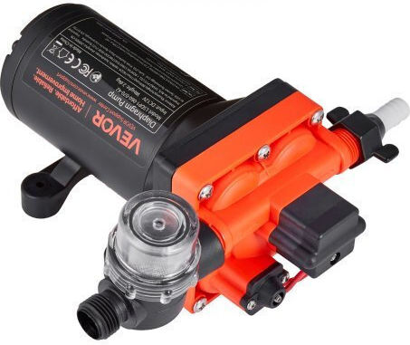 Water Pump Vevor RV 12V DC 6 GPM 22.7 L Min Diaphragm Self-Priming 4-Chamber Automatic Pressure Switch Maximum Pressure 70 PSI Custom RV Caravan Marine Yacht Car Wash