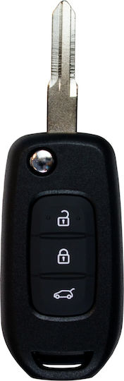 Techstar Car Key Cover Case Compatible Dacia Renault 3 Buttons Flip Type VA2 Blade