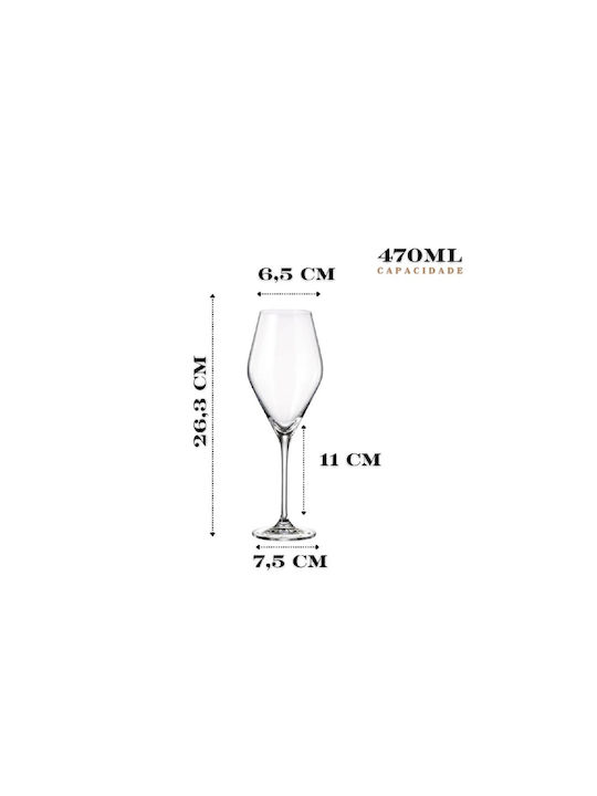 Bohemia Set of Glasses for White Wine made of Crystal in White Color 470ml 6pcs
