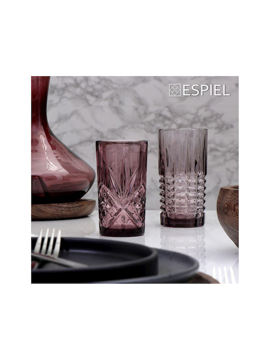 Stanley Set Gläser Wasser aus Glas in Lila Farbe 320ml 6Stück