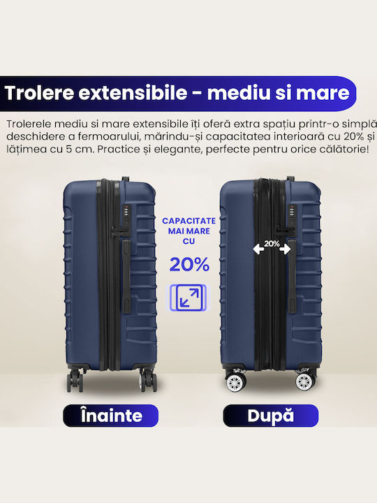 Quasar Travel Suitcases Hard Navy Blue with 4 Wheels Set of 4pcs