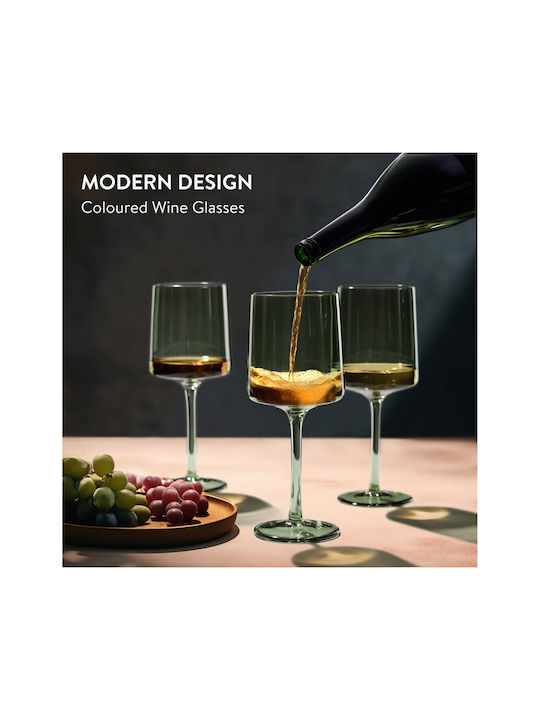 Navaris Set of Glasses White Wine / Cocktail/Drinking / Beer, μπίρας / Water made of Glass in Green Color 400ml 4pcs