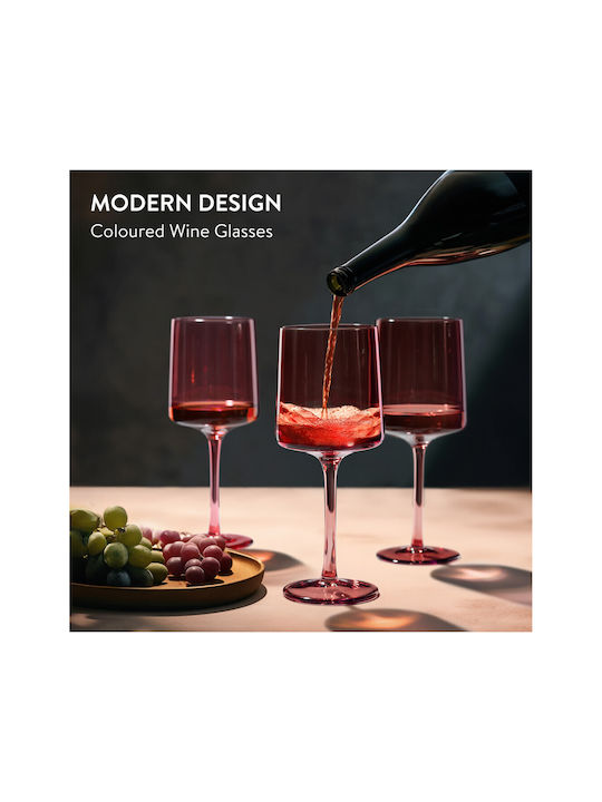 Navaris Set de pahare Vin alb / Cocteiluri / pentru bere / pentru apa din Sticlă în Culoarea Roz 400ml 4buc