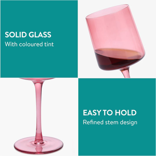 Navaris Set of Glasses White Wine / Cocktail/Drinking / Beer, μπίρας / Water made of Glass in Pink Color 400ml 4pcs
