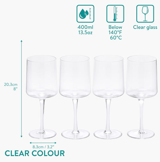 Navaris Set Pahare Din Sticlă 400ml 4 Bucăți