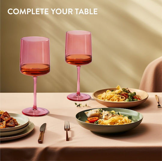 Navaris Set of Glasses White Wine / Cocktail/Drinking / Beer, μπίρας / Water made of Glass in Pink Color 400ml 4pcs