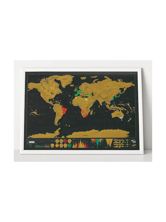 Scratch-off World Map Ruler Magnifier Stickers Photo Attachment Pins 82.5 X 59.4 Cm