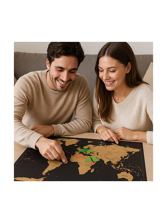 Scratch-off World Map Ruler Magnifier Stickers Photo Attachment Pins 82.5 X 59.4 Cm