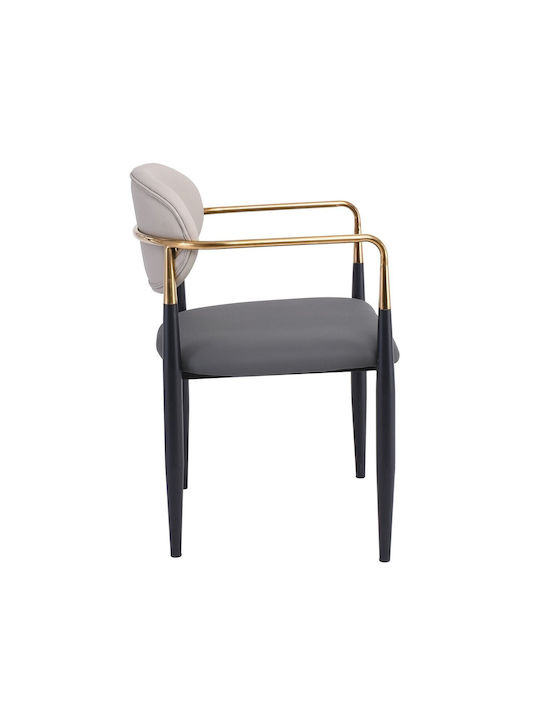 Olive Dining Room Metallic Armchair Light Grey-Dark Grey 53x53x80cm 2pcs