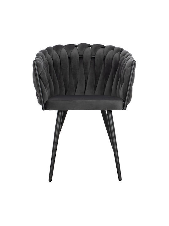 Luanda Dining Room Velvet Armchair Grey 60x54x78cm 2pcs