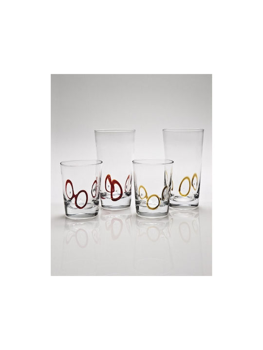 Cryspo Trio Circles Set de pahare pentru apa din Sticlă în Culoarea Galben Miere 540ml 6buc