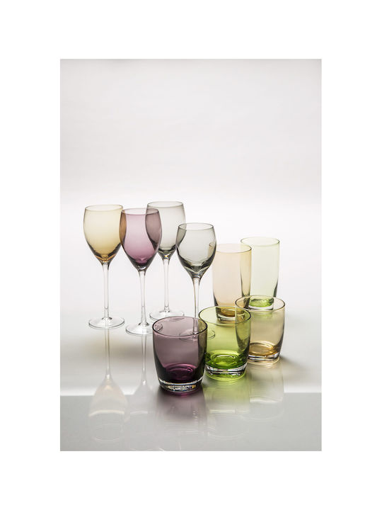 Cryspo Trio Irid Set Gläser Whiskey aus Glas in Lila Farbe 6Stück