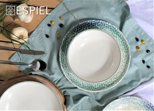 Espiel Lizard Plate Soup made of Porcelain Orange with Diameter 20cm 6pcs