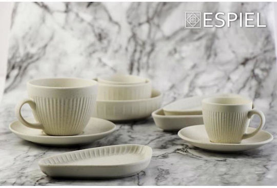 Espiel Sand Πιάτο Ρηχό Τρίγωνο από Πορσελάνη Λευκό 17.5x9.5cm 6τμχ
