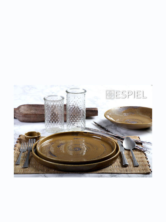 Espiel Typhoon Teller Suppe aus Porzellan Braun mit Durchmesser 23.5cm 6Stück