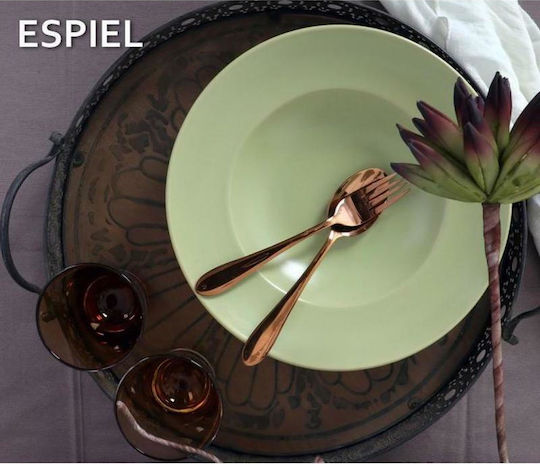 Espiel Plate Pasta Ceramic Green with Diameter 27cm 6pcs