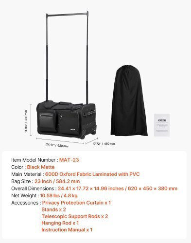 Vevor Sack Voyage Black with Wheels Fabric