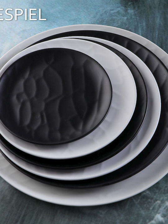 Espiel Wavy Matte Plate Shallow made of Melamine Black with Diameter 17cm 6pcs