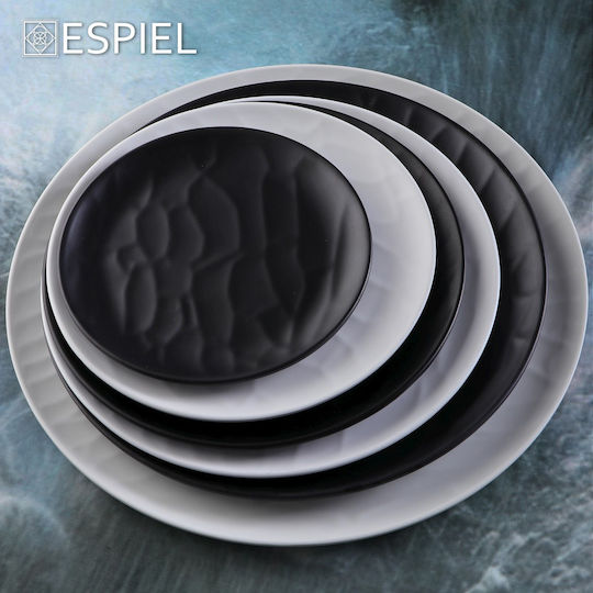Espiel Wavy Πιάτο Ρηχό από Μελαμίνη Μαύρο με Διάμετρο 21cm 6τμχ