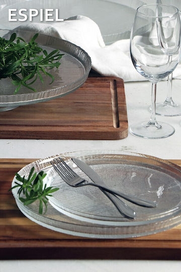 Espiel Lutra Plate Shallow Glass Transparent with Diameter 12cm 6pcs