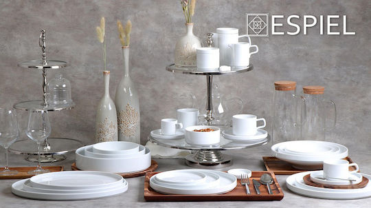 Espiel Good Mood Πιάτο Ρηχό από Πορσελάνη Λευκό με Διάμετρο 21cm 6τμχ