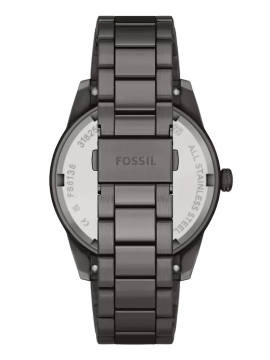 Fossil Ανδρικό Ρολόι Μπαταρίας με Γκρι Μεταλλικό Μπρασελέ