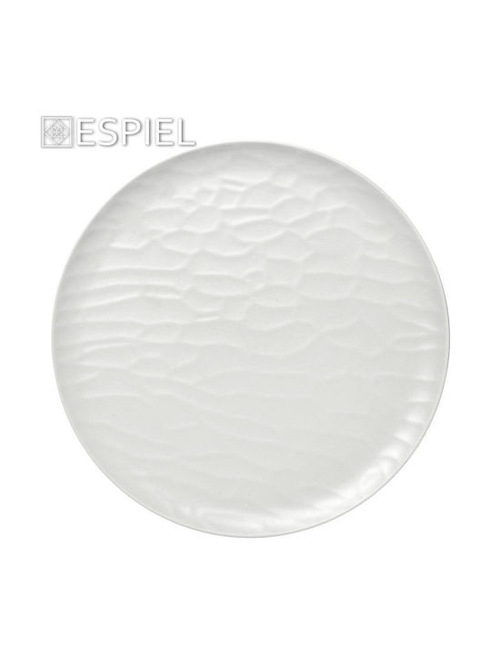 Espiel Wavy Matte Plate Shallow made of Melamine White with Diameter 19cm 6pcs