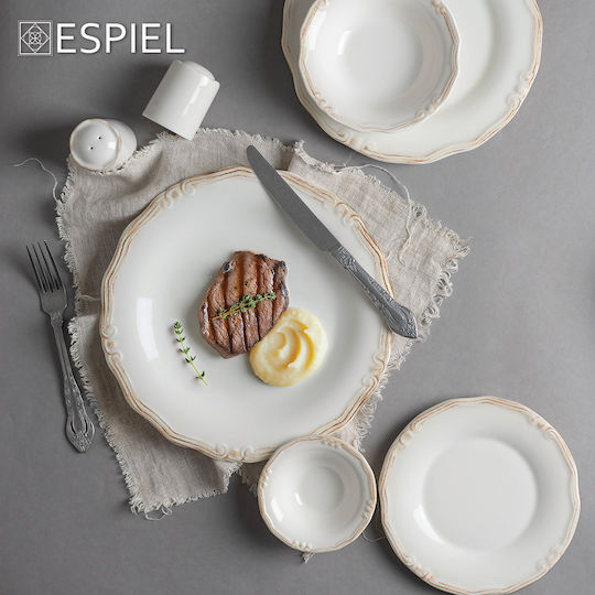 Espiel Tiffany Plate Soup Ceramic Beige with Diameter 22.5cm